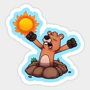 Yawning Groundhog Waking Up Sticker